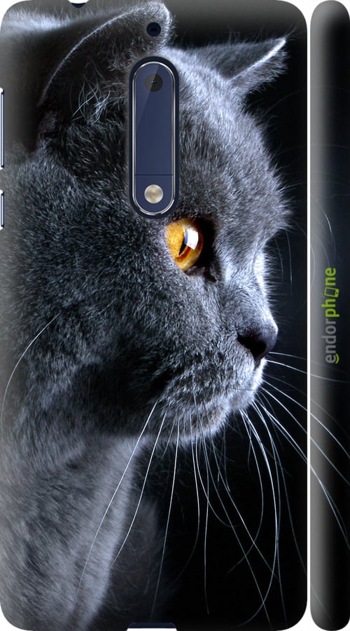 

3D пластиковий матовий чохол "Гарний кіт" для Nokia 5, Чорний