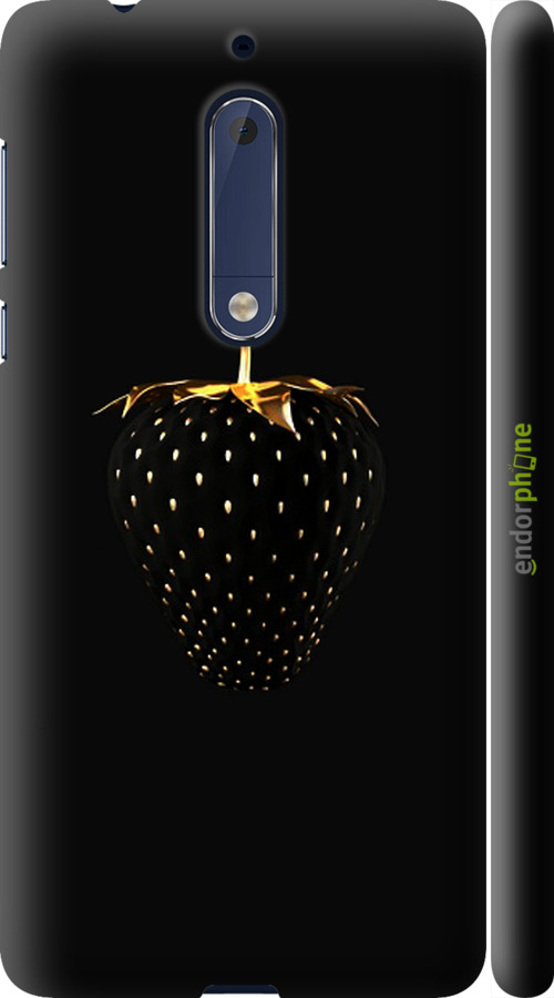

3D пластиковий матовий чохол "Чорна полуниця" для Nokia 5, Чорний