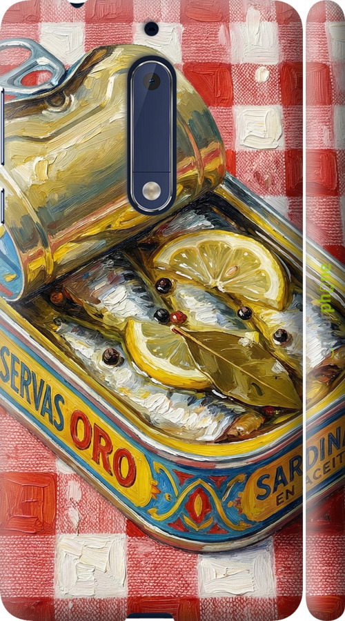 3D пластиковий матовий чехол Vintage Sardine Tin Phone для Nokia 5 - 6772m-804 изображение 