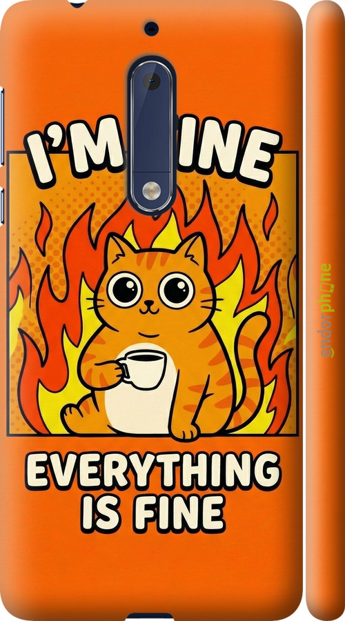 3D пластиковый матовый чехол Funny Cat для Nokia 5 - 6786m-804 изображение 