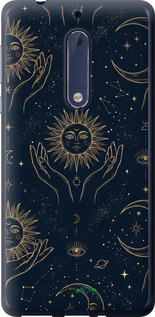 Силіконовий чехол Celestial Harmony: Sun & Moon Gold Mystic Pattern для Nokia 5 - 6778u-804 изображение 