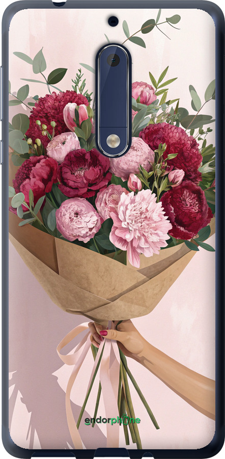 Силиконовый чехол Пионы 1 для Nokia 5 - 6705u-804 изображение 