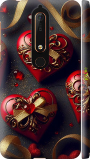 3D пластиковый матовый чехол Сердечки v4 для Nokia 6 2018 - 5834m-1386 изображение 