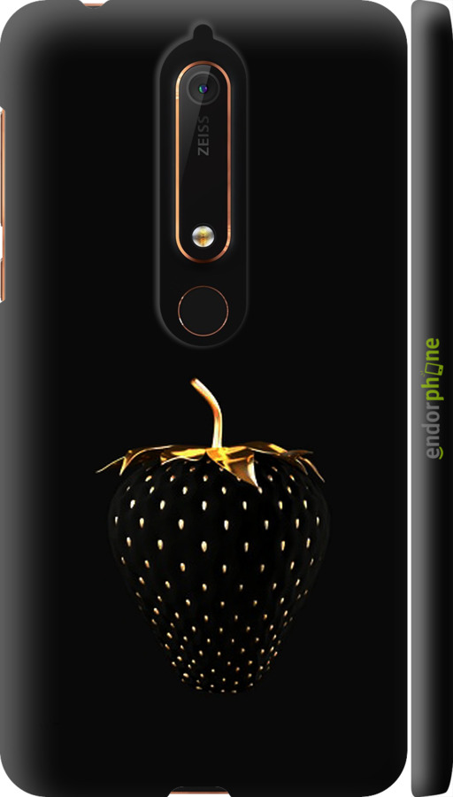 

3D пластиковий матовий чохол "Чорна полуниця" для Nokia 6 2018, Чорний