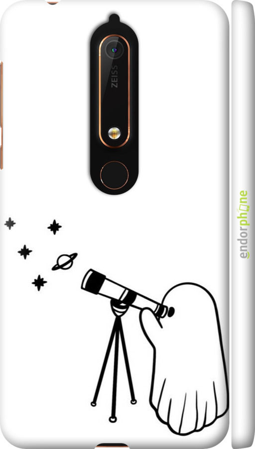 3D пластиковый матовый чехол Привидение астроном для Nokia 6.1 - 6444m-1628 изображение 