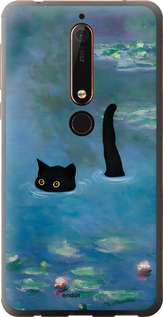 Силиконовый чехол С изображением кота и водяной лилии Monet для Nokia 6.1 - 6519u-1628 изображение 