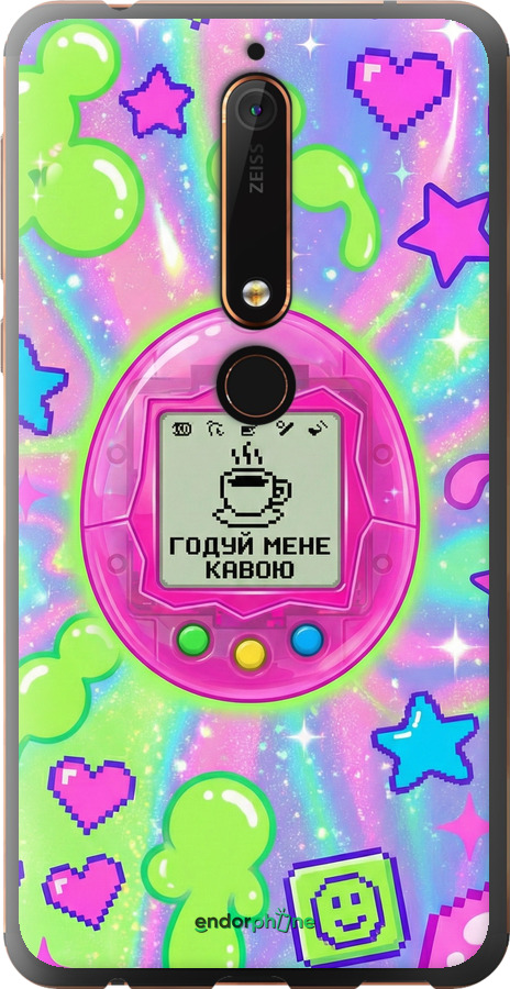 Силиконовый чехол Y2K Aesthetic Retro Pet: Годуй мене кавою для Nokia 6.1 - 6784u-1628 изображение 
