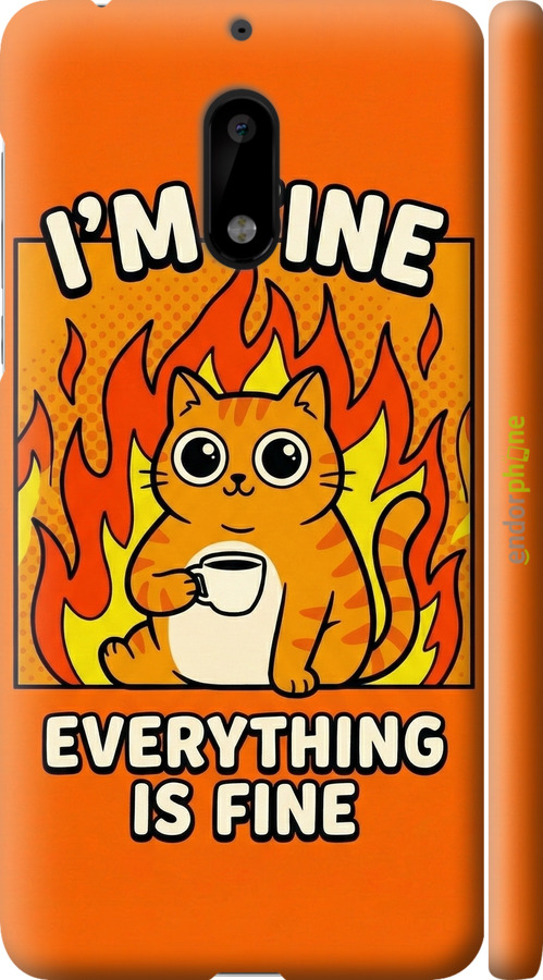 3D пластиковый матовый чехол Funny Cat для Nokia 6 - 6786m-898 изображение 