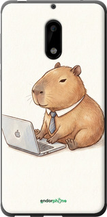 2D пластиковый чехол 'Funny Capybara CEO Working' для Nokia 6 изображение 3