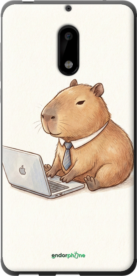 2D пластиковый чехол Funny Capybara CEO Working для Nokia 6 - 6777t-898 изображение 