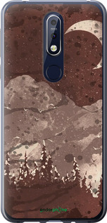 Силиконовый чехол С изображением лунного пейзажа в ночном лесу для Nokia 7.1 - 6546u-1593 изображение 