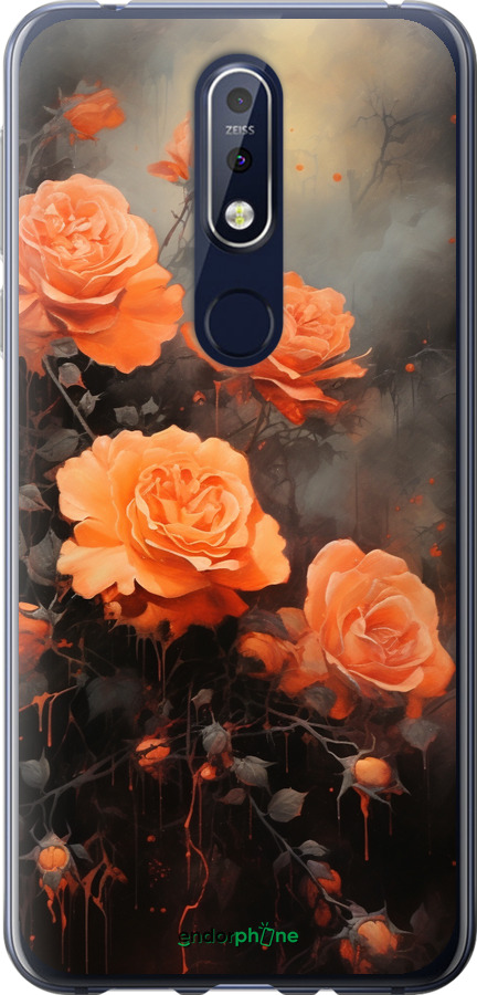 Силиконовый чехол Оранжевые розы для Nokia 7.1 - 5944u-1593 изображение 