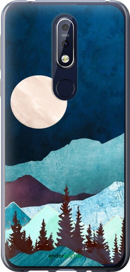 Силіконовий чехол Гірська ідилія нічний краєвид для Nokia 7.1 - 6488u-1593 изображение 