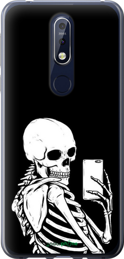 Силиконовый чехол Скелет делает Selfie для Nokia 7.1 - 6535u-1593 изображение 