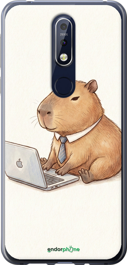 Силиконовый чехол Funny Capybara CEO Working для Nokia 7.1 - 6777u-1593 изображение 