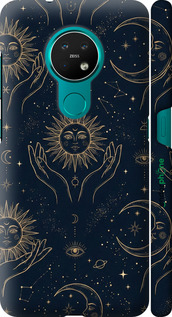 3D пластиковый матовый чехол Celestial Harmony: Sun & Moon Gold Mystic Pattern для Nokia 6.2 - 6778m-2018 изображение 