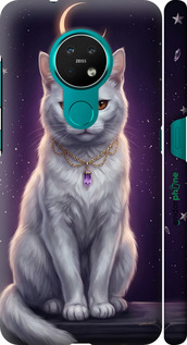 3D пластиковый матовый чехол Mystic White Cat Gothic Dark Purple Gold для Nokia 7.2 - 6805m-1792 изображение 
