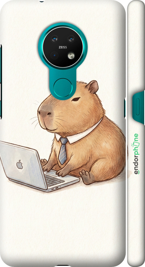 3D пластиковый матовый чехол Funny Capybara CEO Working для Nokia 6.2 - 6777m-2018 изображение 