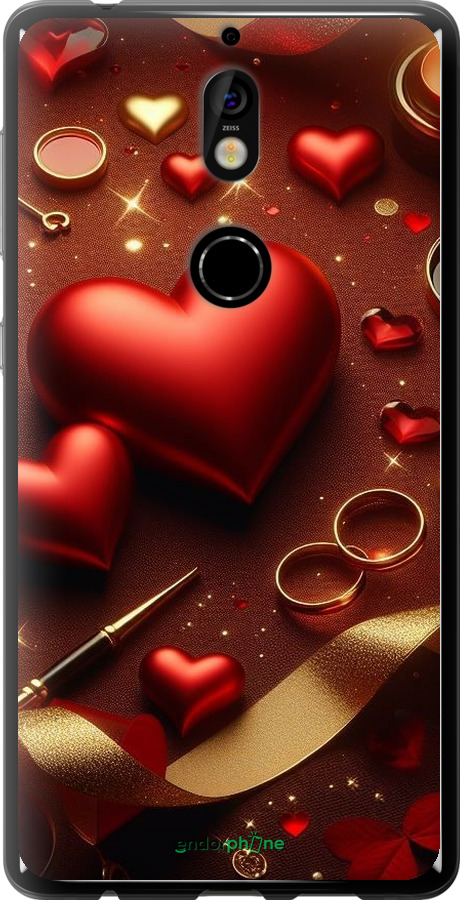 Силіконовий чехол Сердечки v3 для Nokia 7 - 5833u-1367 изображение 