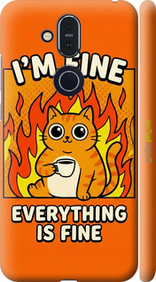 3D пластиковый матовый чехол Funny Cat для Nokia 8.1 - 6786m-1620 изображение 