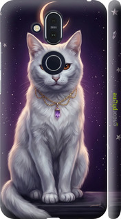 3D пластиковый матовый чехол Mystic White Cat Gothic Dark Purple Gold для Nokia 8.1 - 6805m-1620 изображение 