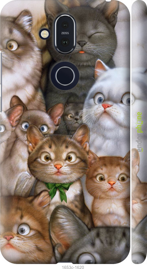 

3D пластиковий матовий чохол "Коти" для Nokia 8.1
