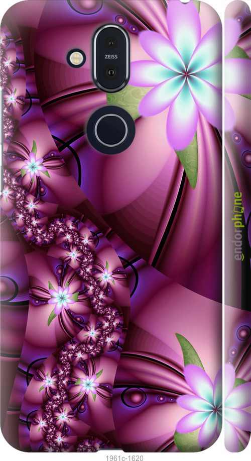 

3D пластиковий матовий чохол "Квіткова мозаїка" для Nokia 8.1, Рожевий