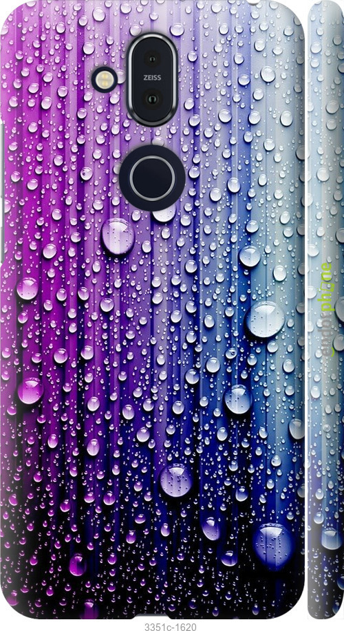 

3D пластиковий матовий чохол "Краплини води" для Nokia 8.1, Синій