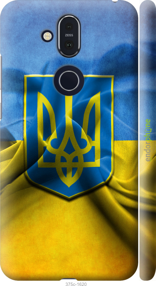 

3D пластиковий матовий чохол "Прапор та герб України" для Nokia 8.1, Блакитний