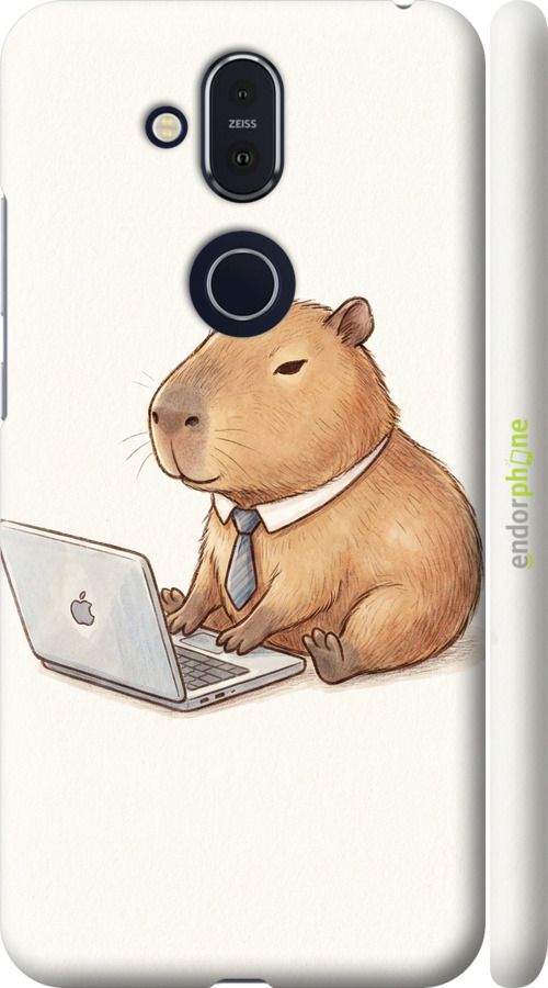 3D пластиковый матовый чехол Funny Capybara CEO Working для Nokia 8.1 - 6777m-1620 изображение 