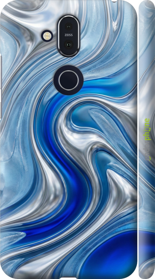 3D пластиковый матовый чехол Liquid Chrome для Nokia 8.1 - 6781m-1620 изображение 