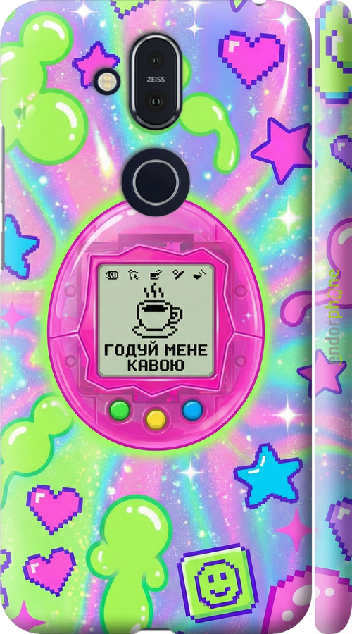 3D пластиковый матовый чехол Y2K Aesthetic Retro Pet: Годуй мене кавою для Nokia 8.1 - 6784m-1620 изображение 