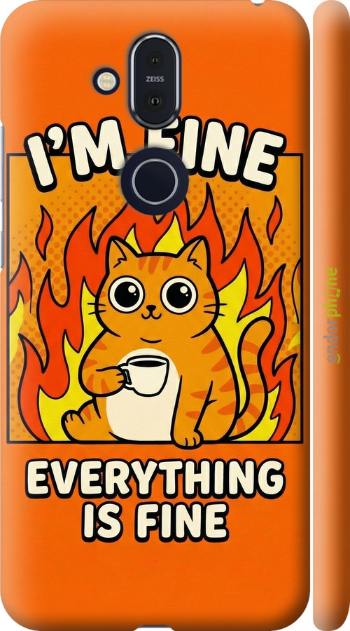 3D пластиковый матовый чехол Funny Cat для Nokia 8.1 - 6786m-1620 изображение 