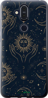 Силиконовый чехол Celestial Harmony: Sun & Moon Gold Mystic Pattern для Nokia 8.1 - 6778u-1620 изображение 