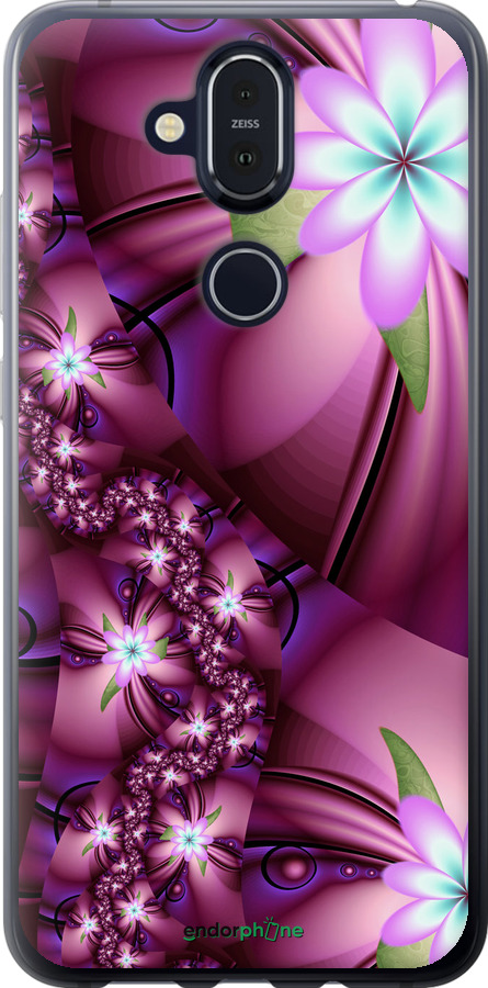 

Силіконовий чохол "Квіткова мозаїка" для Nokia 8.1, Рожевий