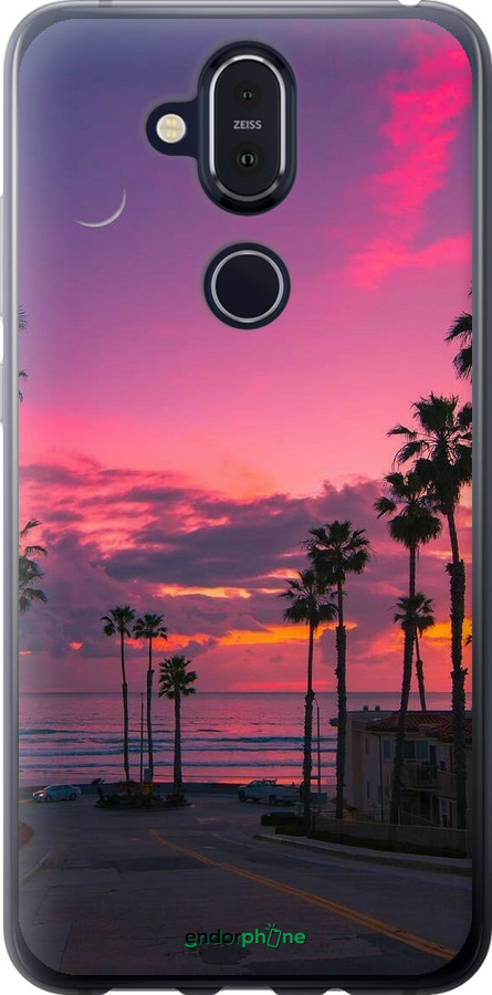 Силиконовый чехол Пальмы для Nokia 8.1 - 5873u-1620 изображение 