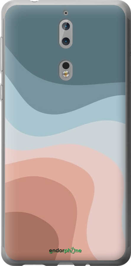 Силиконовый чехол С синими и розовыми волнами в стиле ретро для Nokia 8 - 6532u-1115 изображение 