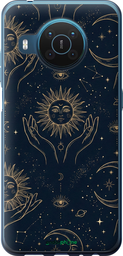 Силіконовий чехол Celestial Harmony: Sun & Moon Gold Mystic Pattern для Nokia X20 - 6778u-2532 изображение 