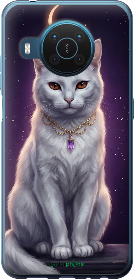 Силіконовий чехол Mystic White Cat Gothic Dark Purple Gold для Nokia X20 - 6805u-2532 изображение 