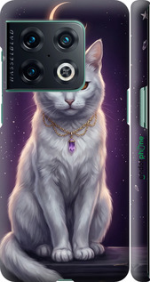3D пластиковый матовый чехол Mystic White Cat Gothic Dark Purple Gold для OnePlus 10 Pro - 6805m-2588 изображение 