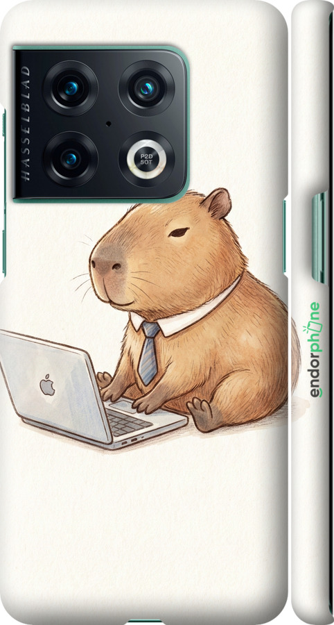 3D пластиковий матовий чехол Funny Capybara CEO Working для OnePlus 10 Pro - 6777m-2588 изображение 