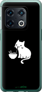 Силиконовый чехол С милым котом на черном фоне для OnePlus 10 Pro - 6528u-2588 изображение 