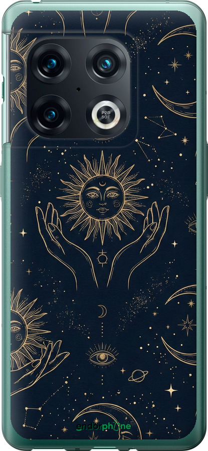 Силиконовый чехол Celestial Harmony: Sun & Moon Gold Mystic Pattern для OnePlus 10 Pro - 6778u-2588 изображение 