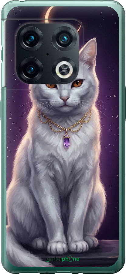Силиконовый чехол Mystic White Cat Gothic Dark Purple Gold для OnePlus 10 Pro - 6805u-2588 изображение 