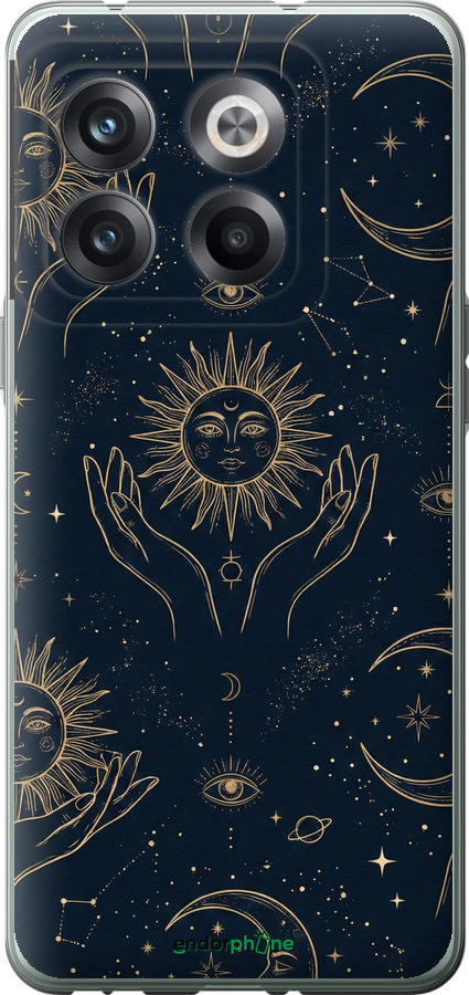 Силиконовый чехол Celestial Harmony: Sun & Moon Gold Mystic Pattern для OnePlus 10T - 6778u-2647 изображение 