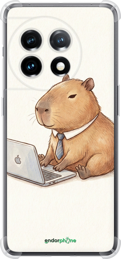 Силикон с усиленными углами чехол Funny Capybara CEO Working для OnePlus 11 - 6777sp-2940 изображение 