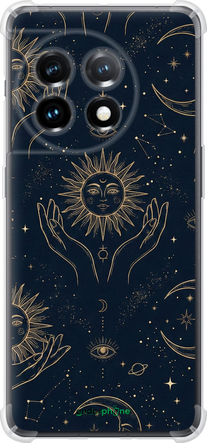 Силикон с усиленными углами чехол Celestial Harmony: Sun & Moon Gold Mystic Pattern для OnePlus 11 - 6778sp-2940 изображение 