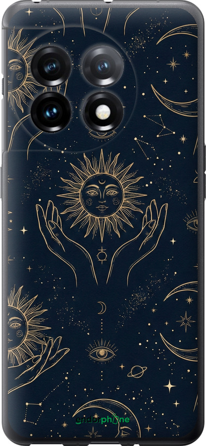Силиконовый чехол Celestial Harmony: Sun & Moon Gold Mystic Pattern для OnePlus 11 - 6778u-2940 изображение 