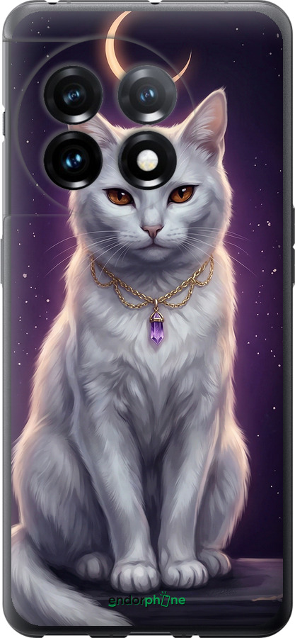 Силиконовый чехол Mystic White Cat Gothic Dark Purple Gold для OnePlus 11 - 6805u-2940 изображение 