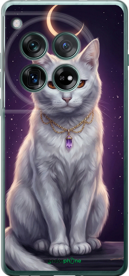 Силиконовый чехол Mystic White Cat Gothic Dark Purple Gold для OnePlus 12 5G - 6805u-3615 изображение 